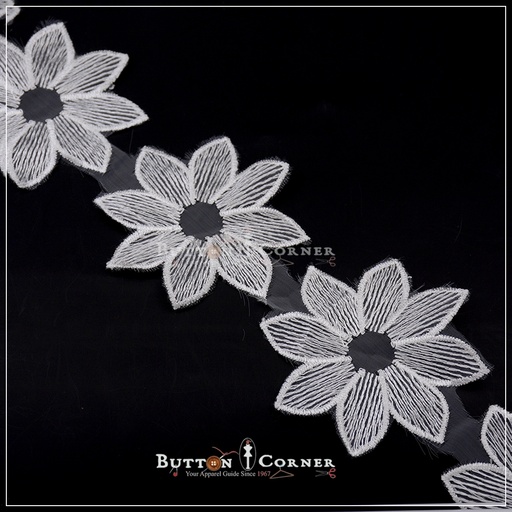 [MYB639 WHITE] Flower Shape Net Embroidery Lace