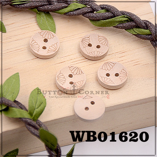 [WB01620 BEECH] Laser Cut Design 2 Hole Wood Button