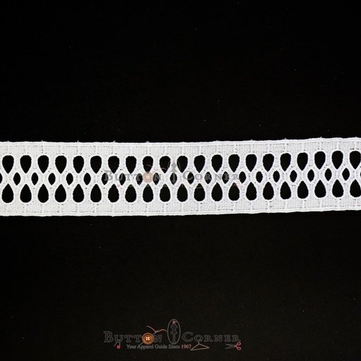 [D13387 WHITE] Double Side Border Shuttle Lace