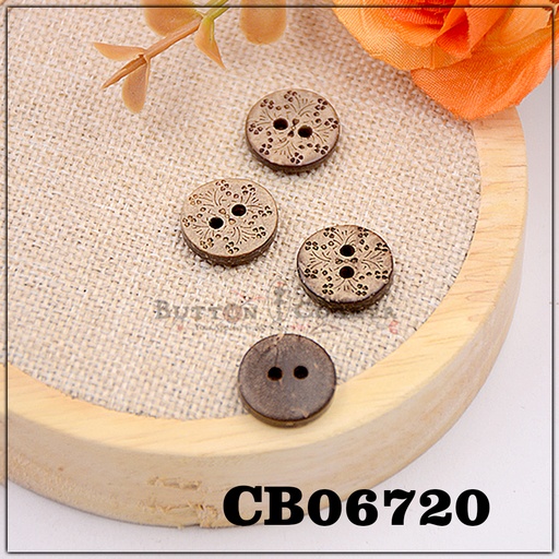 [CB06724 BEIGE] Cutwork Design 2 Hole Coconut Button