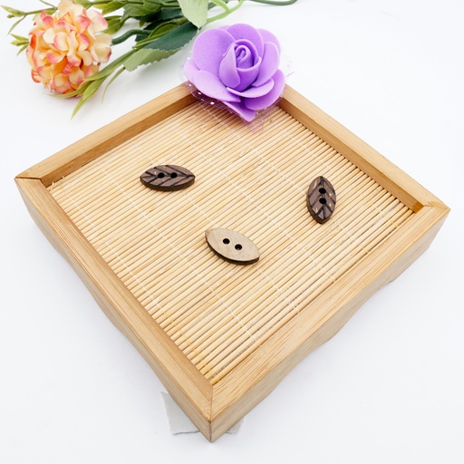 [CB01732 DARK BROWN] Leaf Shape 2 Hole Coconut Button