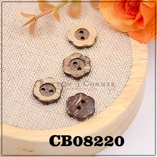 [CB08220 BEIGE] Flower Shape 2 Hole Coconut Button