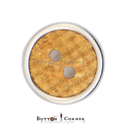 [CB04018 BROWN] Metal Border 2 Hole Coconut Button