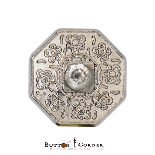 [MBT428 NICKEL] Octagon Shape Stone Shank Button