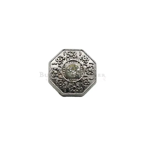 [MBT428 NICKEL] Octagon Shape Stone Shank Button