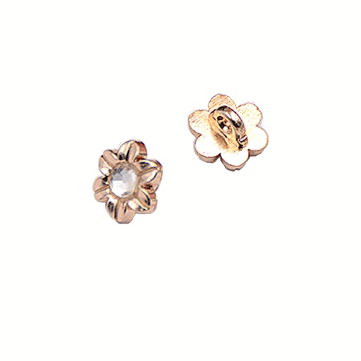 [MBT317 GOLD] Flower Shape Stone Shank Button