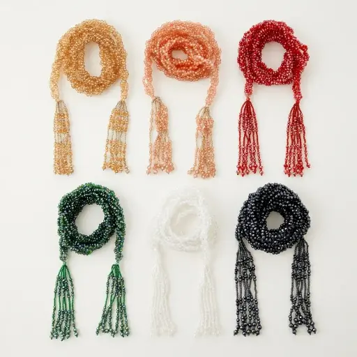 Luxury Crystal Latkan String with Hanging Beaded Fringe Tassels