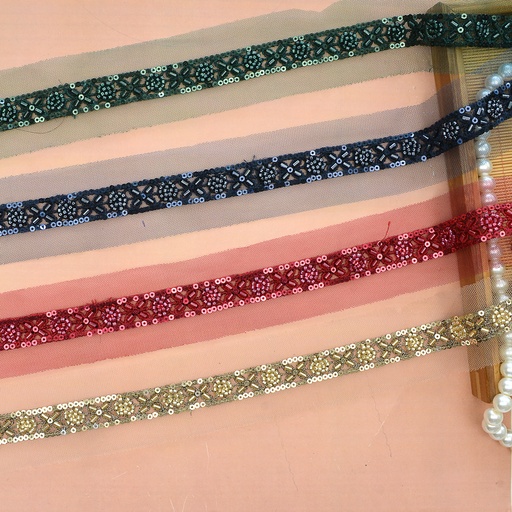 Fancy Glass Beads Sequence Lace