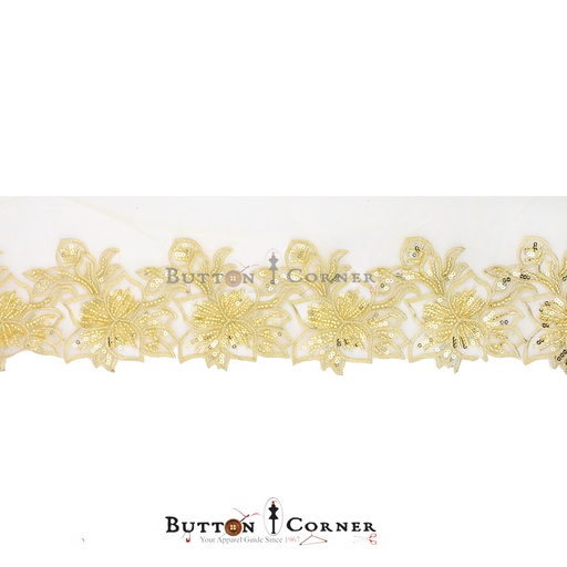 Fancy Glass Beads Sequence Lace