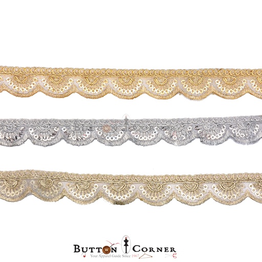 Fancy Metallic Yarn Sequence Lace