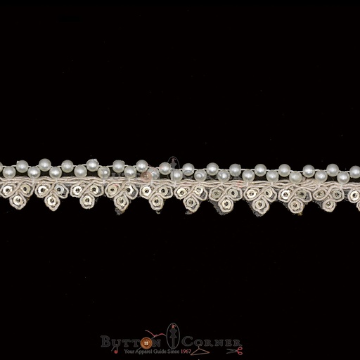 [FANL992 WHITE] Fancy Sequence Pearl Lace