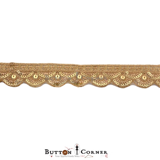 [FANL996 GOLD] Fancy Metallic Yarn Sequence Lace