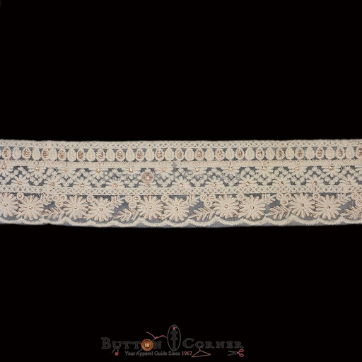 [EML378 WHITE GOLD] Metallic Yarn Embroidery Net Lace