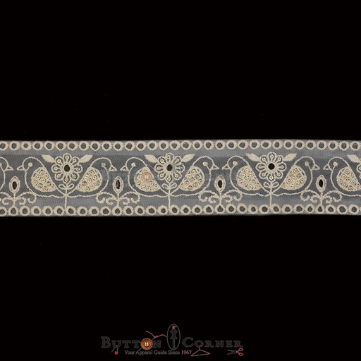 [EML382 WHITE GOLD] Fancy Sequence Embroidery Net Lace