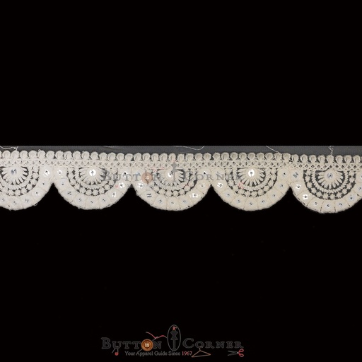 [EML390 WHITE] Fancy Sequence Embroidery Net Lace