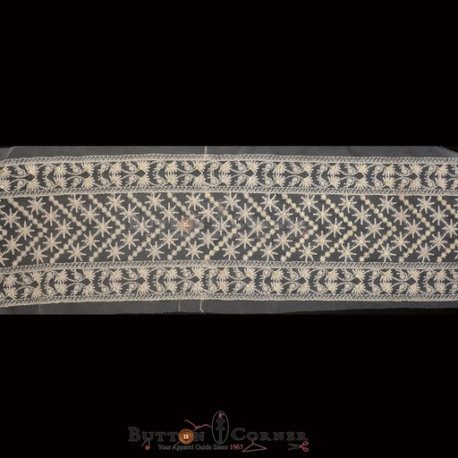 [EML395 WHITE GOLD] Fancy Sequence Embroidery Net Lace