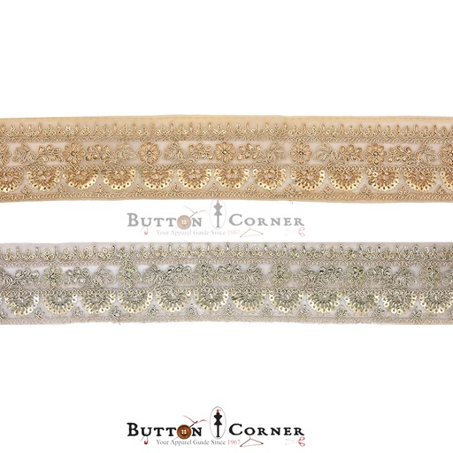 Fancy Metallic Yarn Sequence lace