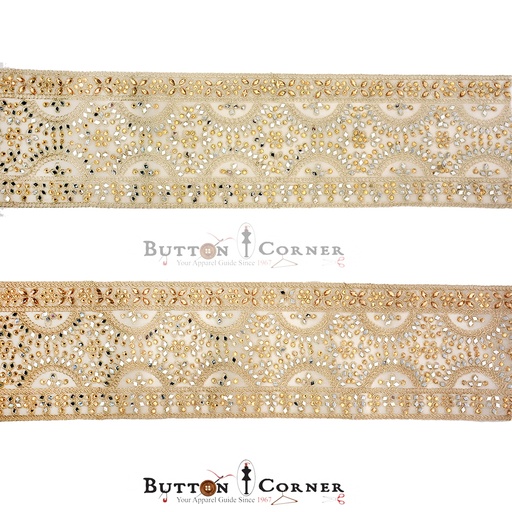 Fancy Metallic Yarn Mirror & Stone Lace