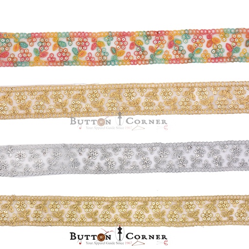Fancy Metallic Yarn Sequence Lace