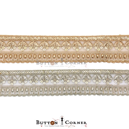 Fancy Metallic Yarn Sequence Lace