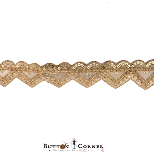 [FANL1044 GOLD] Fancy Metallic Yarn Sequence Lace