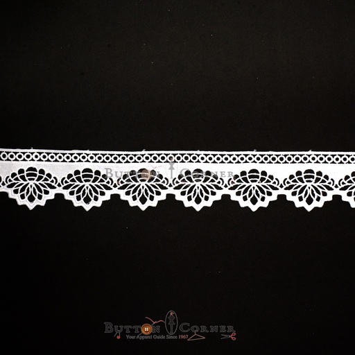 [ALN405 WHITE] One Side Border Shuttle Lace