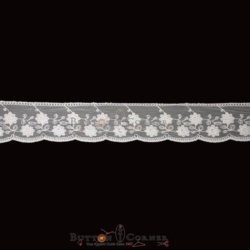 [NL198 WHITE] One Side Border Net Lace