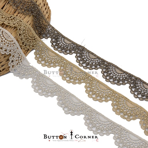 One Side Border Metallic Yarn Lace