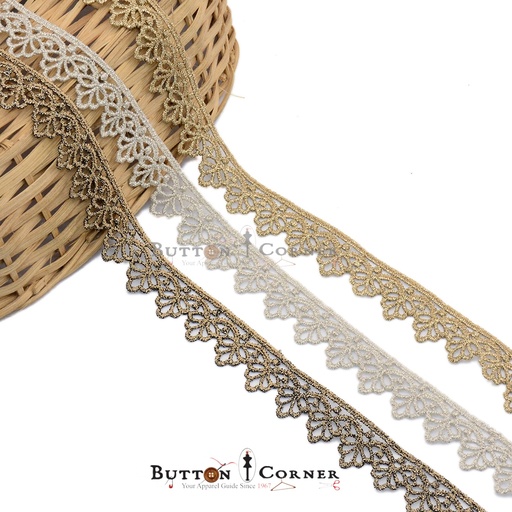One Side Border Metallic Yarn Lace