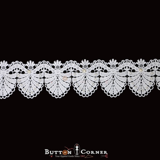 [ALN391 PEARL] One Side Border Lace With Pearl