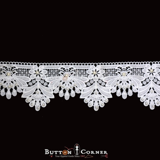 [ALN387 PEARL] One Side Border Lace With Pearl