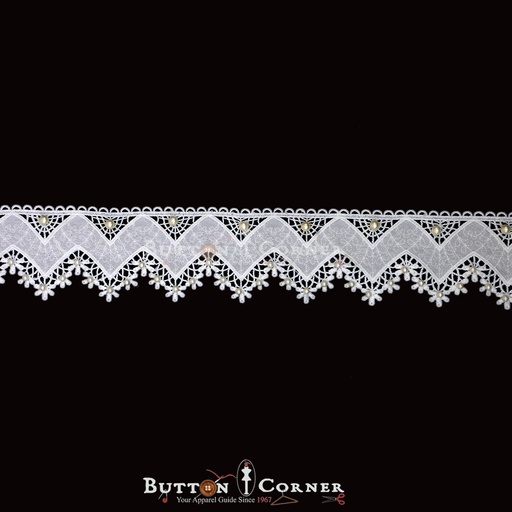 [T6015 PEARL] One Side Border Lace With Pearl