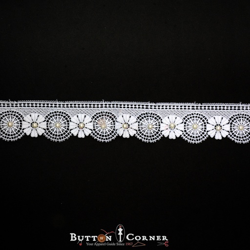 [SN11032 PEARL] One Side Border Lace With Pearl