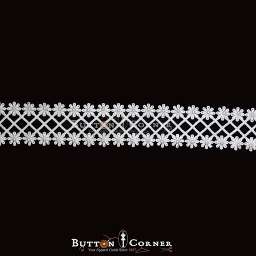 [85393-4 PEARL] Double Side Border Lace With Pearl