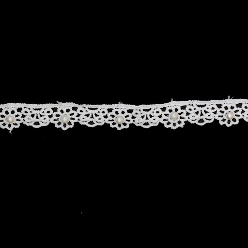 [21051 PEARL] One Side Border Lace With Pearl