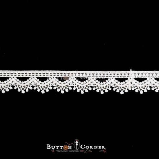 [A6036C WHITE] One Side Border Shuttle Lace