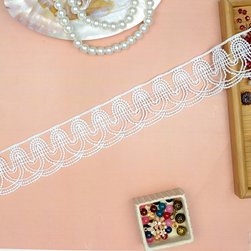 [D13675 WHITE] One Side Border Shuttle Lace