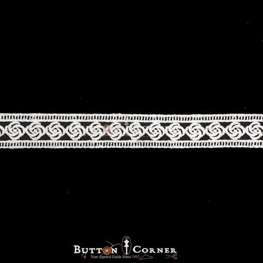 [D11850 WHITE] One Side Border Shuttle Lace