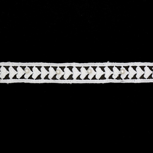 [8011 PEARL] Double Side Border Lace With Pearl