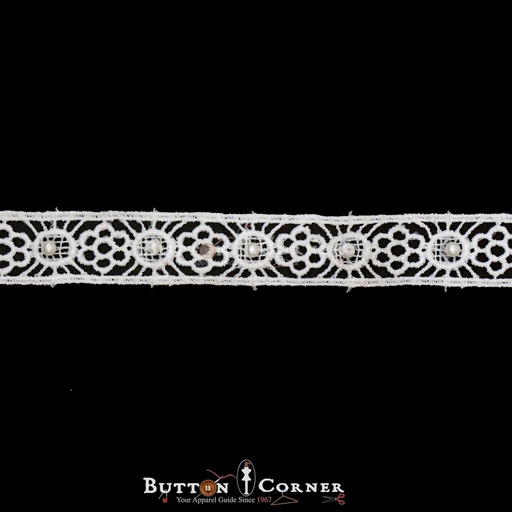 [8010 PEARL] Double Side Border Lace With Pearl