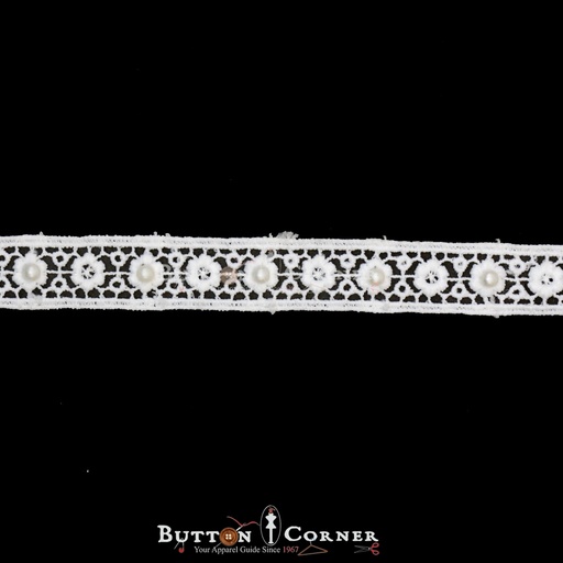 [SHTL308 PEARL] Double Side Border Lace With Pearl