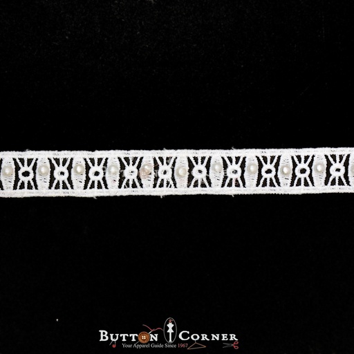 [8017 PEARL] Double Side Border Lace With Pearl