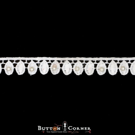 [ALN63 PEARL] One Side Border Lace With Pearl