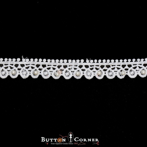 [ALN262 PEARL] One Side Border Lace With Pearl