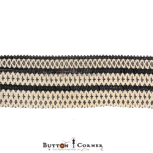 [CRl377 OFF WHT BLACK] Double Side Border Crochet Lace