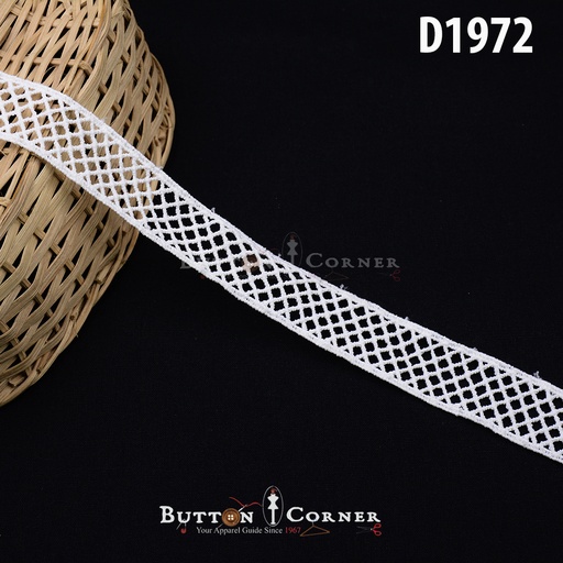 [D1972 WHITE] Double Side Border Shuttle Lace