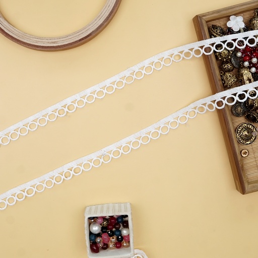 [D1999 WHITE] One Side Border Shuttle Lace