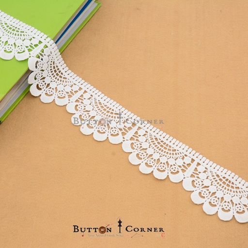 [ALN413 WHITE] One Side Border Shuttle Lace