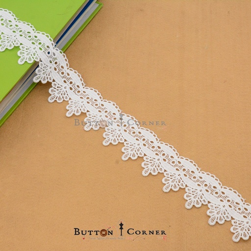 [ALN418 WHITE] One Side Border Shuttle Lace