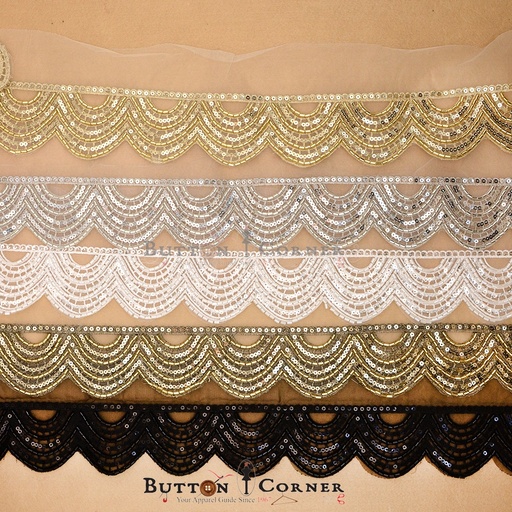 Fancy Glass Beads Sequence Lace